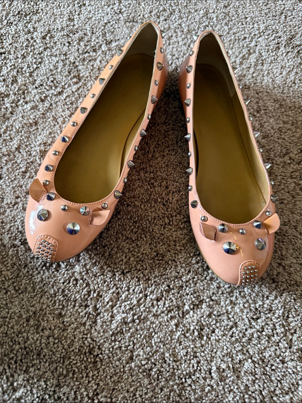 Marc by Marc Jacobs Peach Bow Studded Ballet Flats